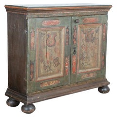 Antique Original Green Painted Sideboard Dated 1779 from Sweden