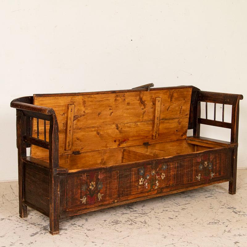 Romanian Antique Original Hand Painted Bench with Storage
