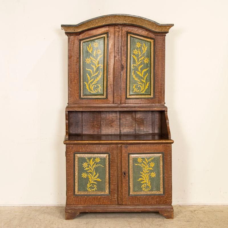 Antique Original Hand-Painted Cabinet Cupboard from Sweden Dated 1785 In Good Condition In Round Top, TX