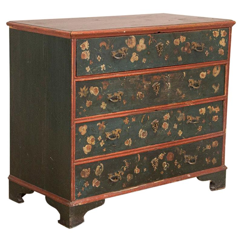 Antique Original Hand Painted Chest of Drawers with Flowers