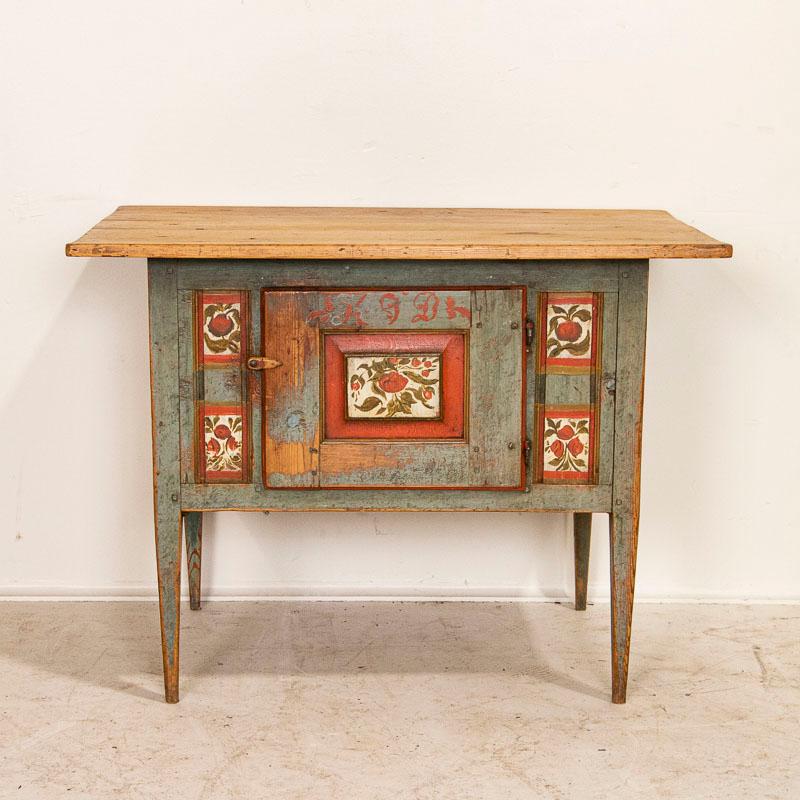 Swedish Antique Original Hand Painted Small Sideboard or Side Table from Sweden