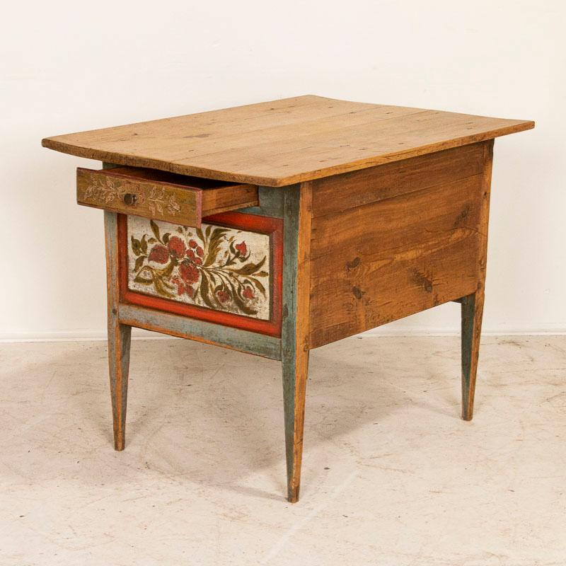 Antique Original Hand Painted Small Sideboard or Side Table from Sweden In Good Condition In Round Top, TX