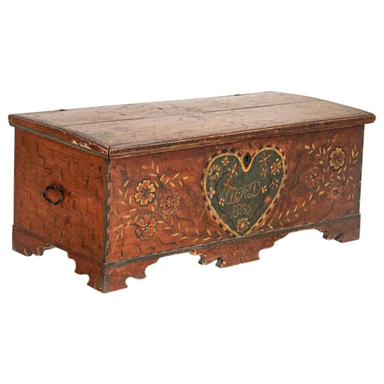 Antique Original Hand Painted Trunk, Dated 1836