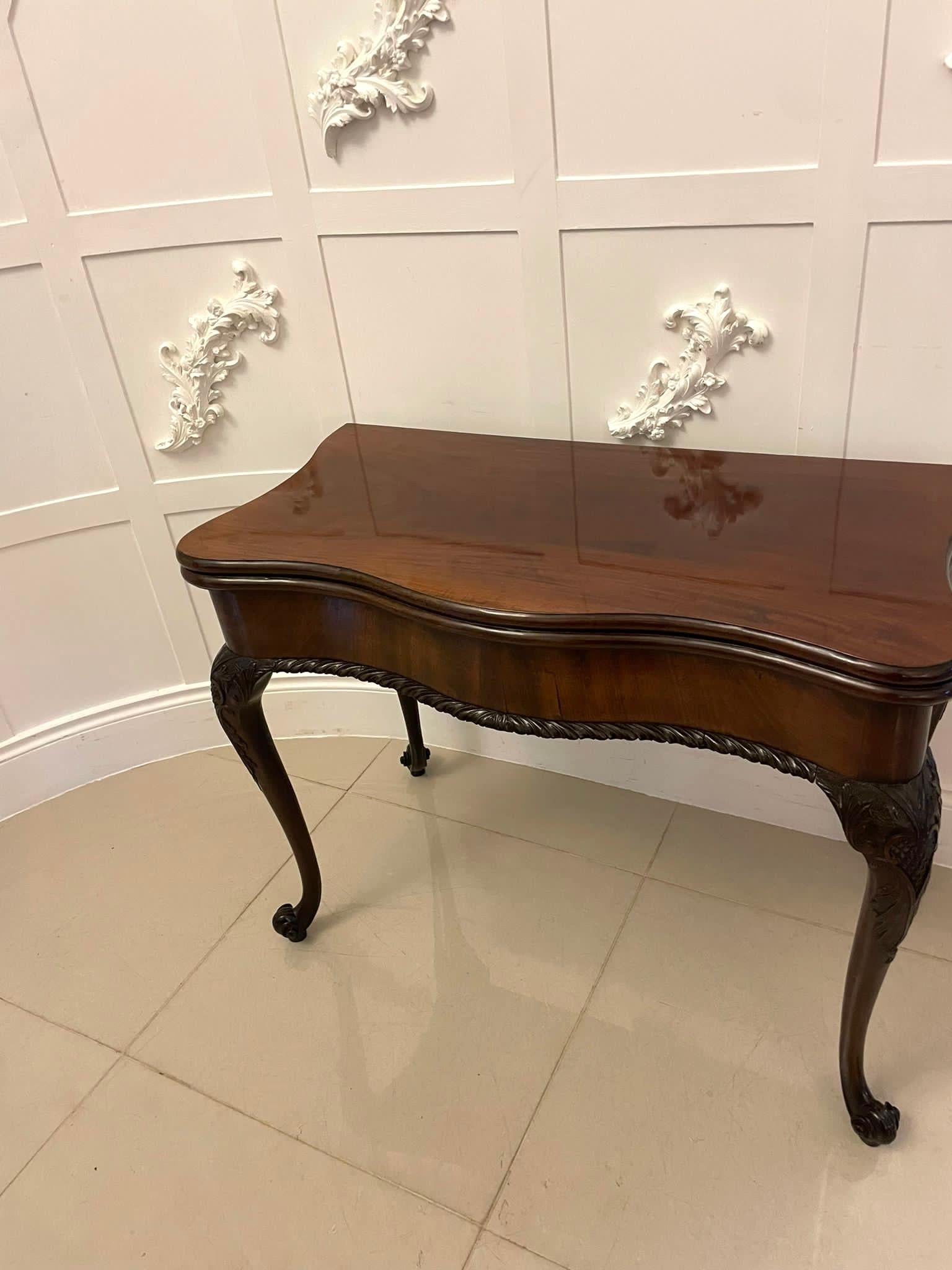 Antique Original Hepplewhite Outstanding Quality Carved Mahogany Card Table For Sale 3
