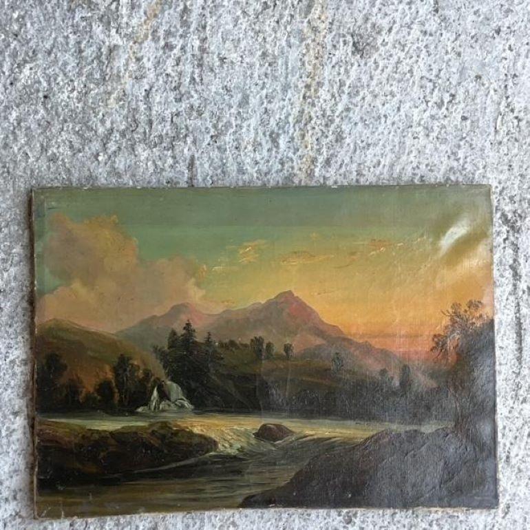 American Antique Original Landscape Oil on Canvas