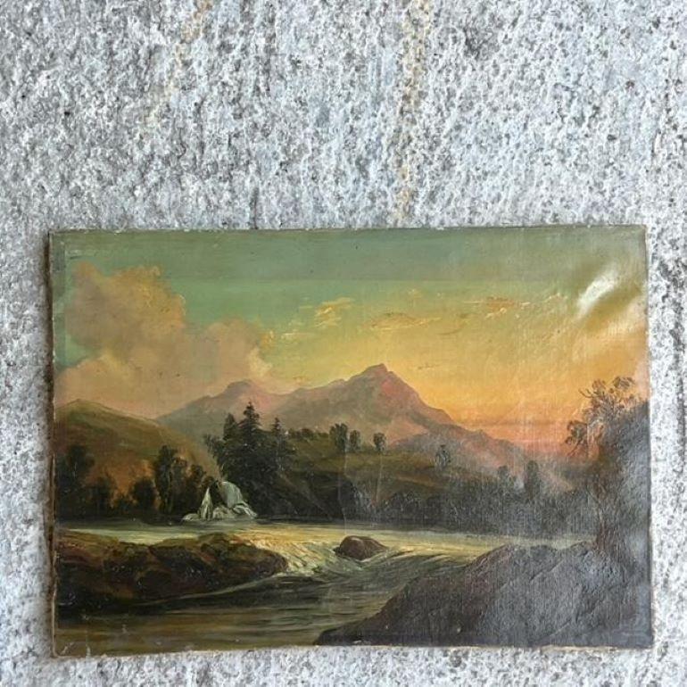 20th Century Antique Original Landscape Oil on Canvas