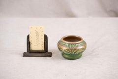 Antique Original L.C.Tiffany Green Feathered Glass Bowl, ca. 1905, Signed L.C.T.