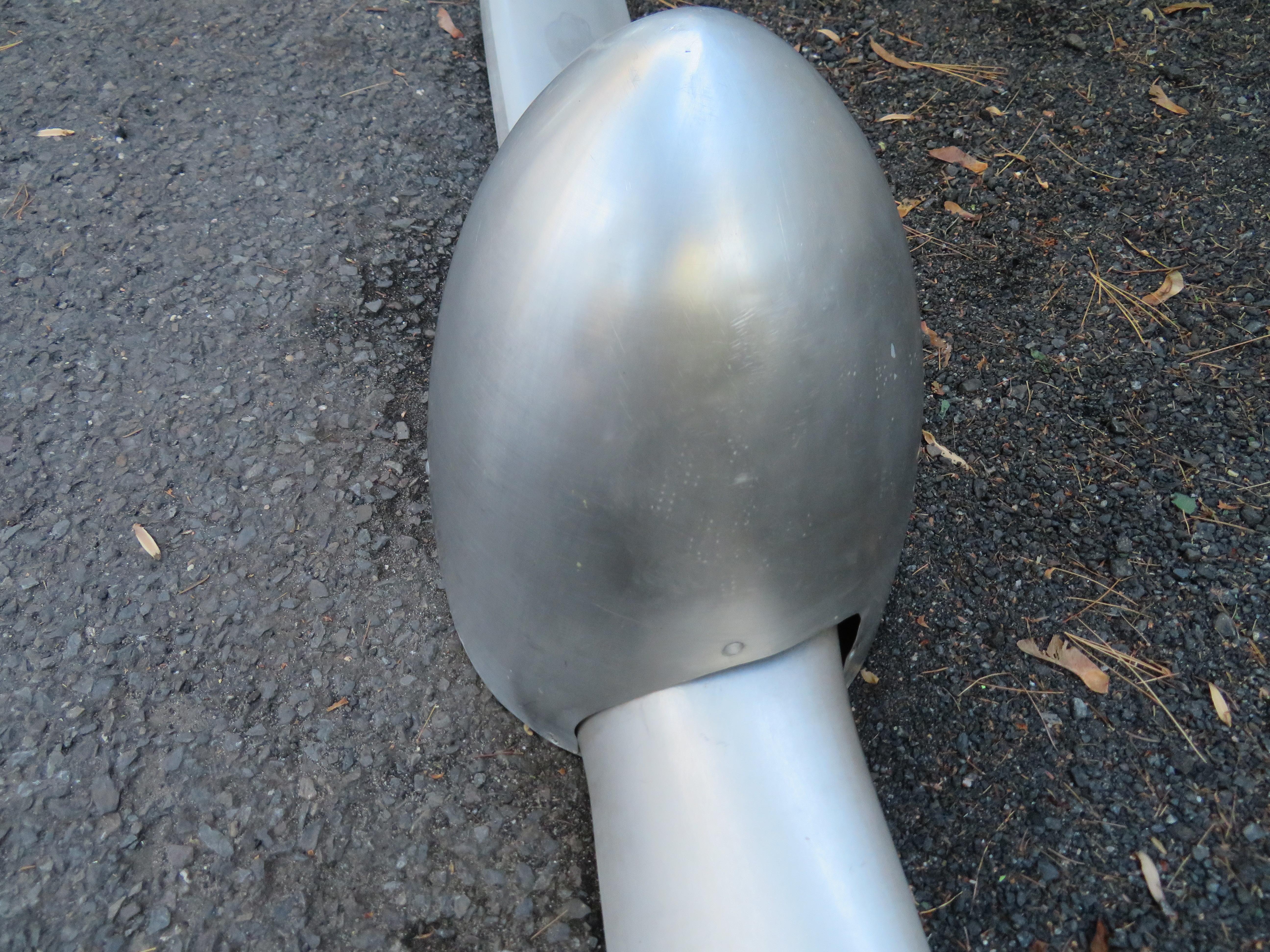 Antique Original Midcentury Metal Airplane Propellor with Nosecone In Good Condition For Sale In Pemberton, NJ
