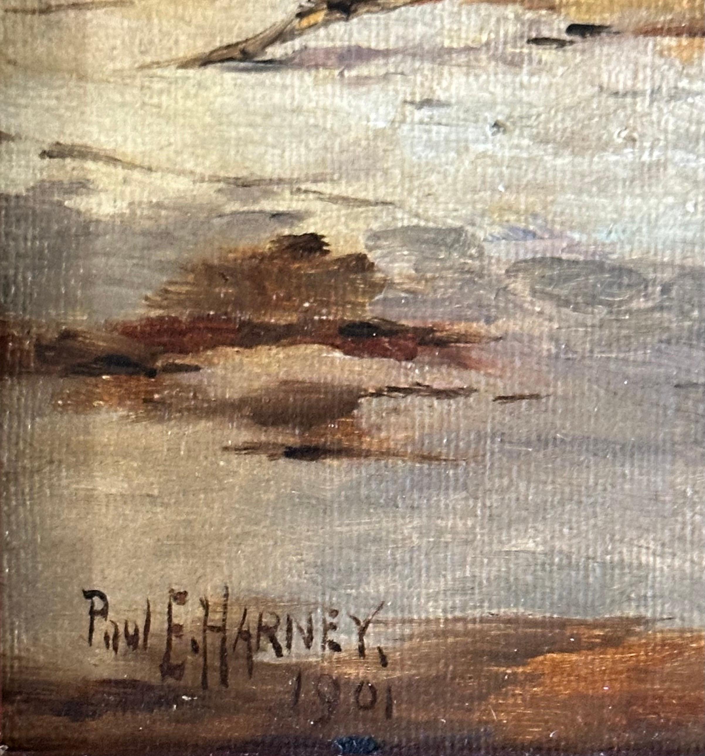 Antique Original Oil on Canvas Painting by Paul E. Harney 1901 For Sale 6