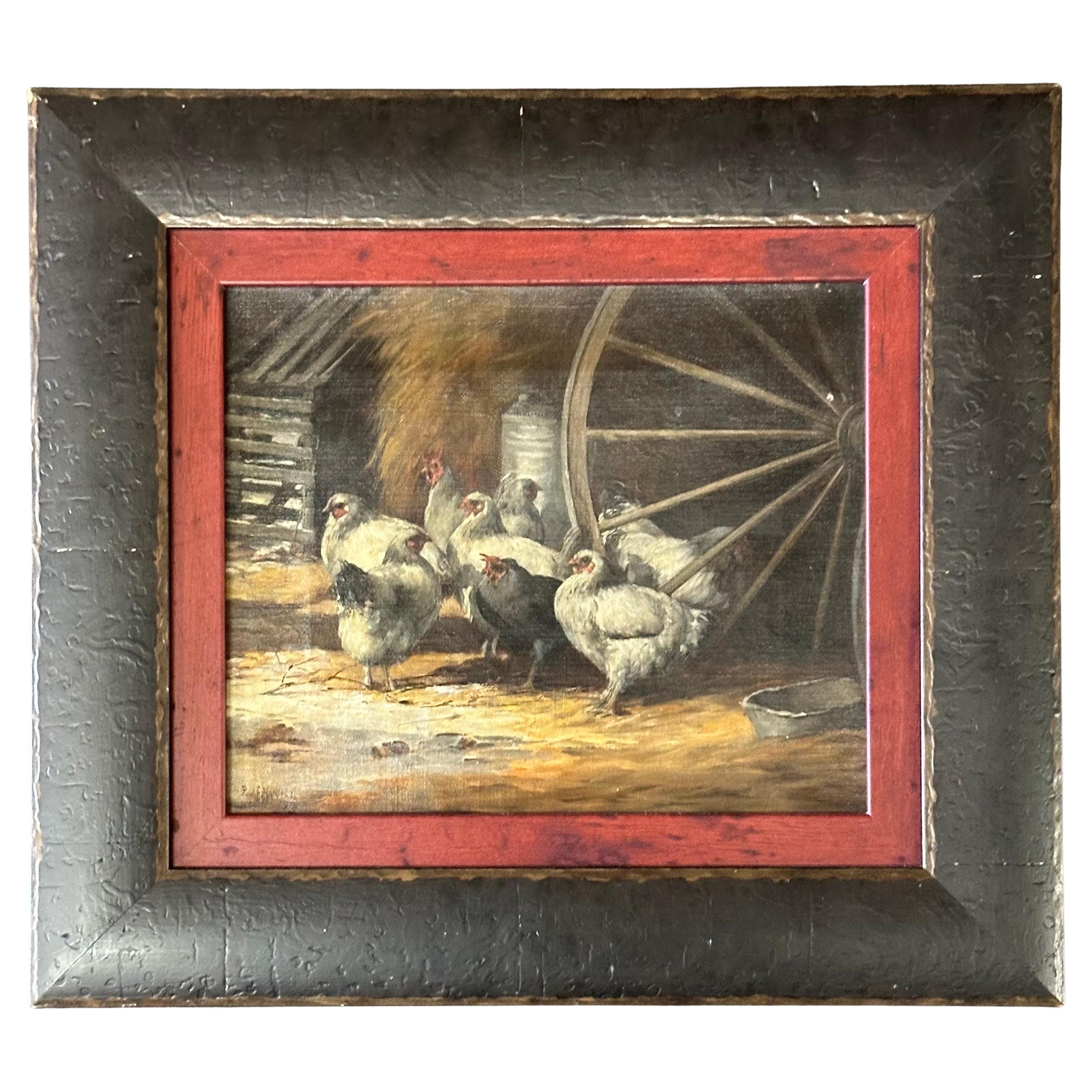 American Antique Original Oil on Canvas Painting by Paul E. Harney 1901 For Sale