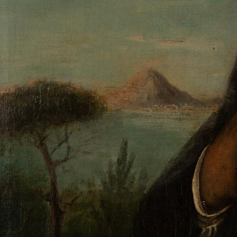 Antique Original Oil on Canvas Painting of a Young Man in Italy, Dated 1834 by C 1