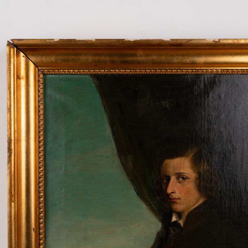 Ancienne peinture originale à l'huile sur toile d'un jeune homme en Italie, datée de 1834 en vente 1