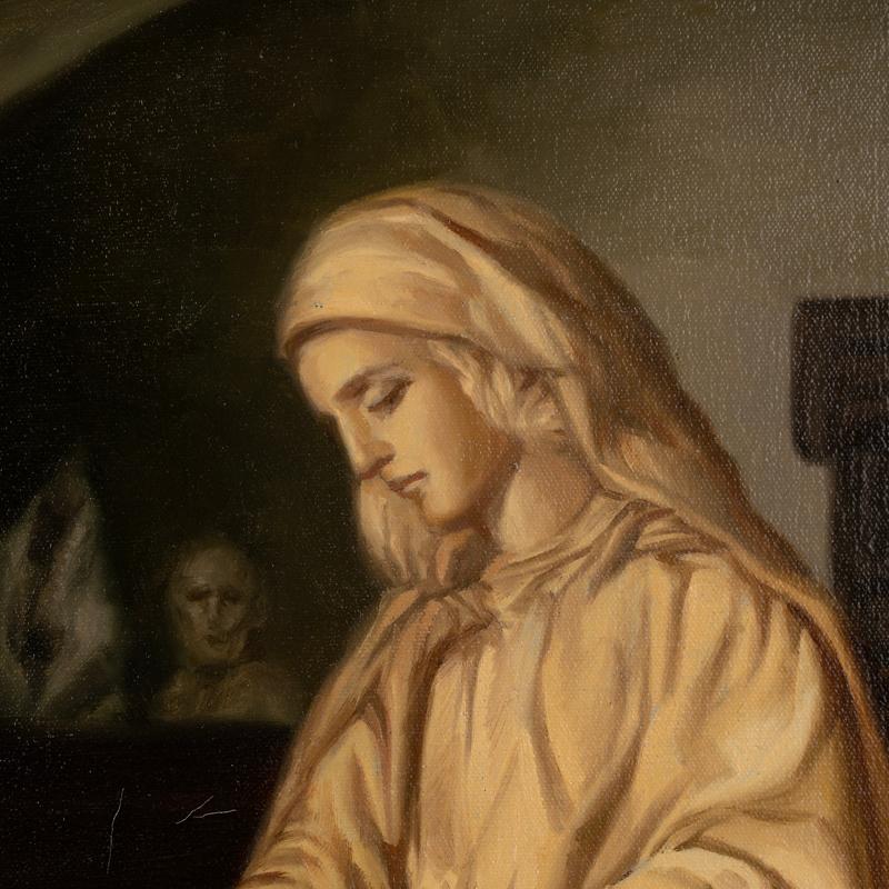 Antikes Original-Gemälde, Öl auf Leinwand, Porträt eines jungen Bildhauers, Dänemark ci (Dänisch) im Angebot