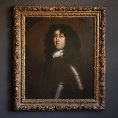 Antique Original Oil Portrait of an Armoured Man by John Closterman 17th Century