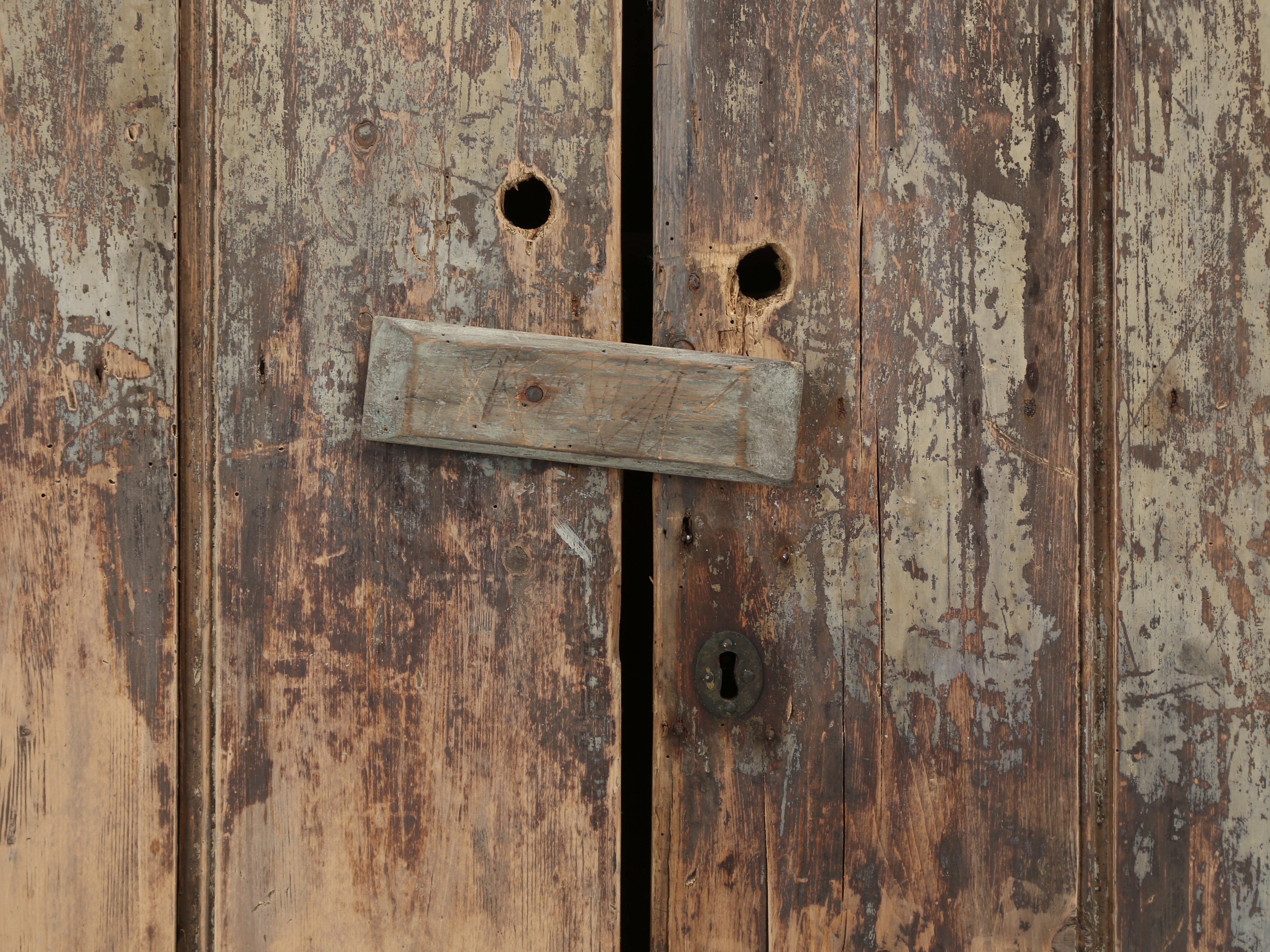 Hand-Crafted Antique Original Paint Rustic 2-Door Cupboard from Ireland Fabulous Patina  For Sale