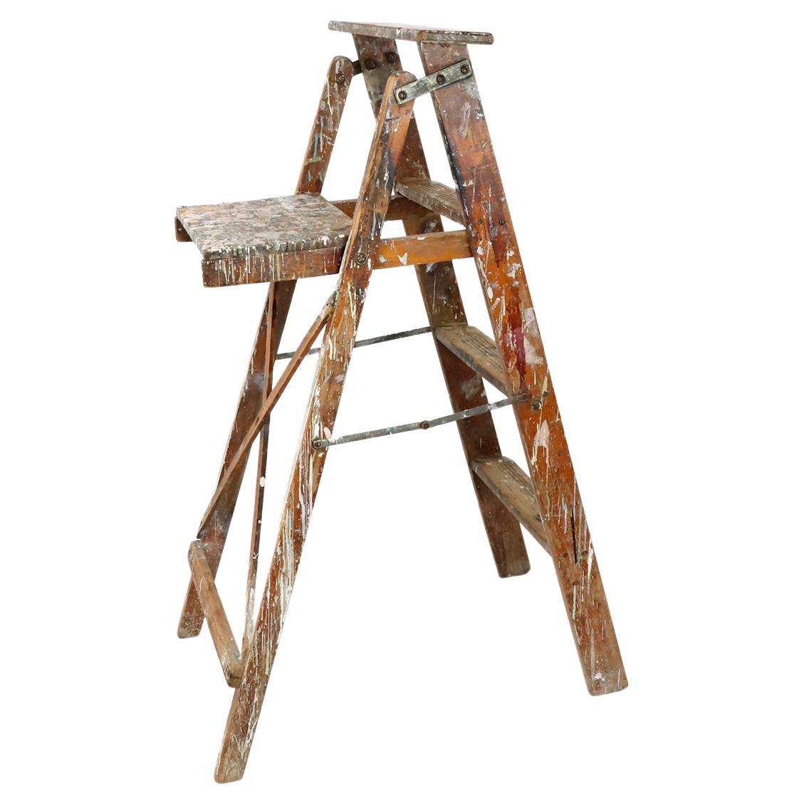 Antique Original Painted and Patina Ladder