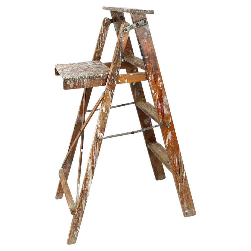 Antique Library Ladder with Great Patina For Sale at 1stDibs | antique ...