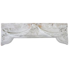 Antique Original Painted Architectural Header with Ribbon Swag