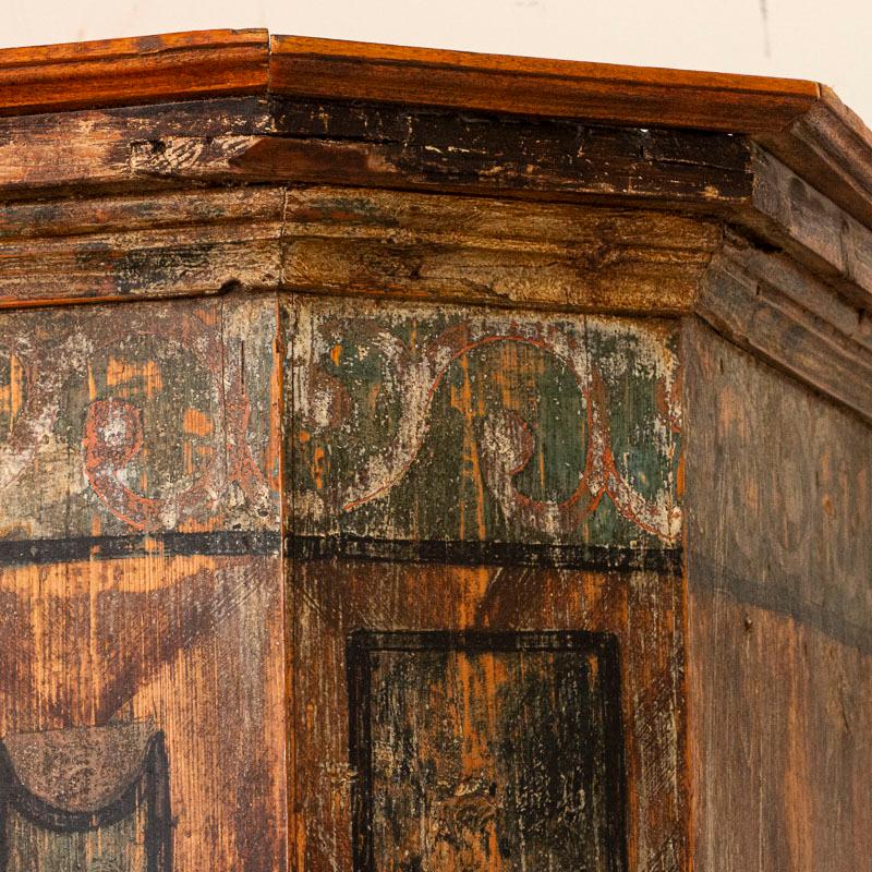 Antique Original Painted Armoire from Austria with Canted Sides, Dated 1775 5