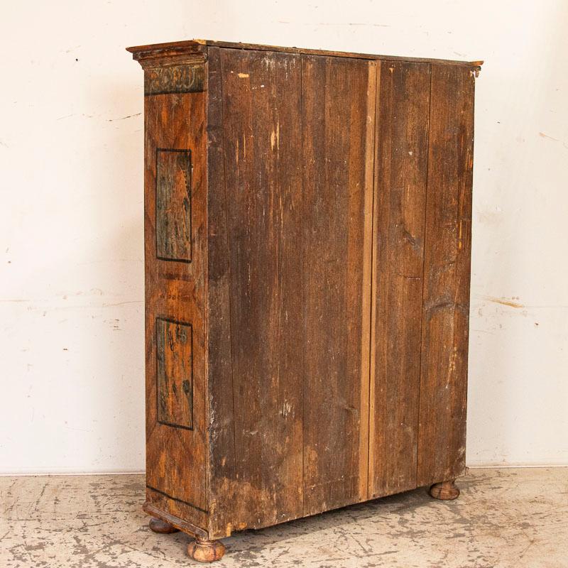 Austrian Antique Original Painted Armoire from Austria with Canted Sides, Dated 1775