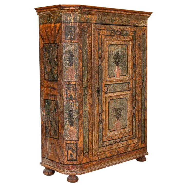 Antique Original Painted Armoire from Austria with Canted Sides, Dated 1775