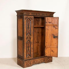 Antique Original Painted Armoire with Birds and Bears Dated 1741