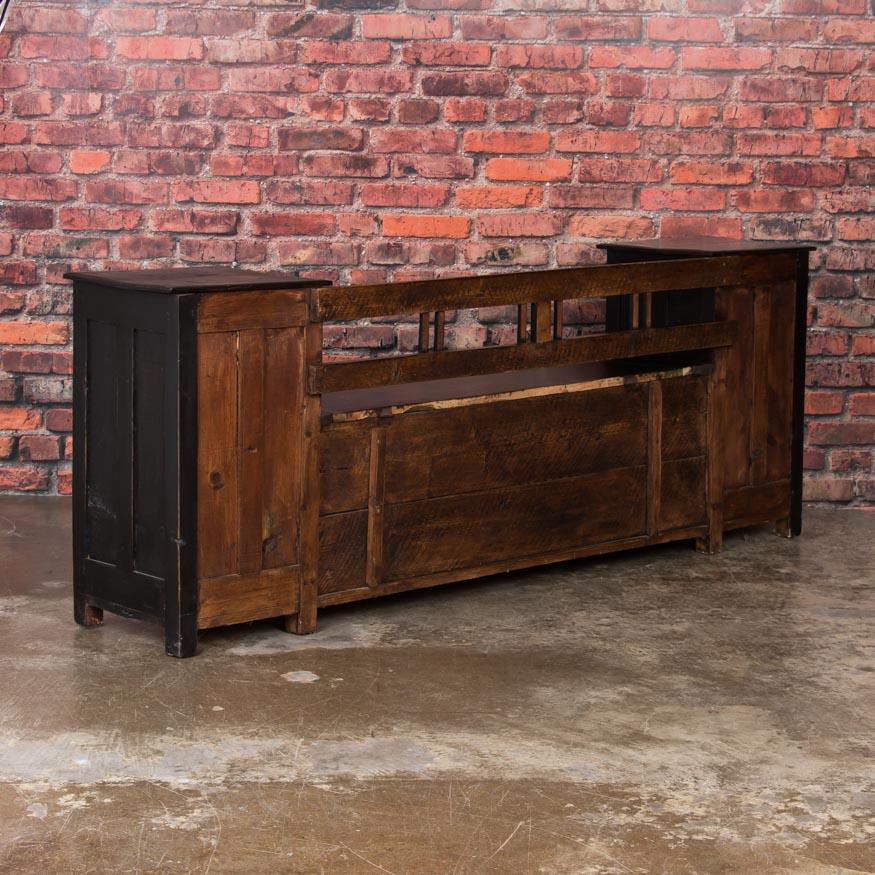 19th Century Antique Original Painted Black Bench with Additional Cabinet/Drawer Storage