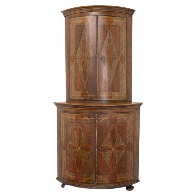Antique Original Painted Corner Cupboard Dated 1847 at 1stDibs