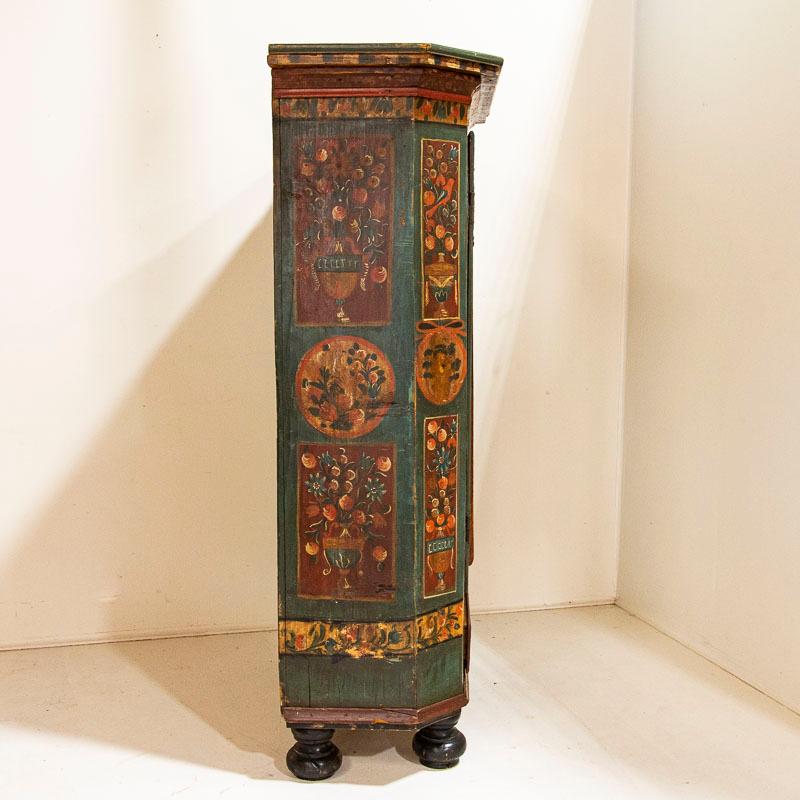 19th Century Antique Original Painted Break Down Armoire with Figures, Birds and Flowers from