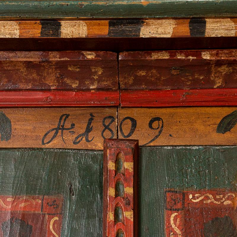 Antique Original Painted Break Down Armoire with Figures, Birds and Flowers from 1