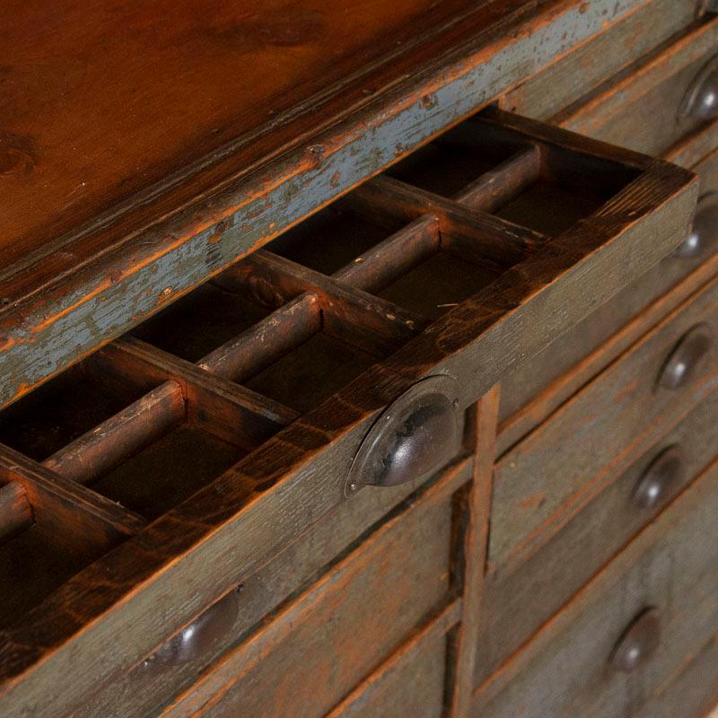 Antique Original Painted Cabinet with Multiple Drawers Apothecary In Good Condition In Round Top, TX