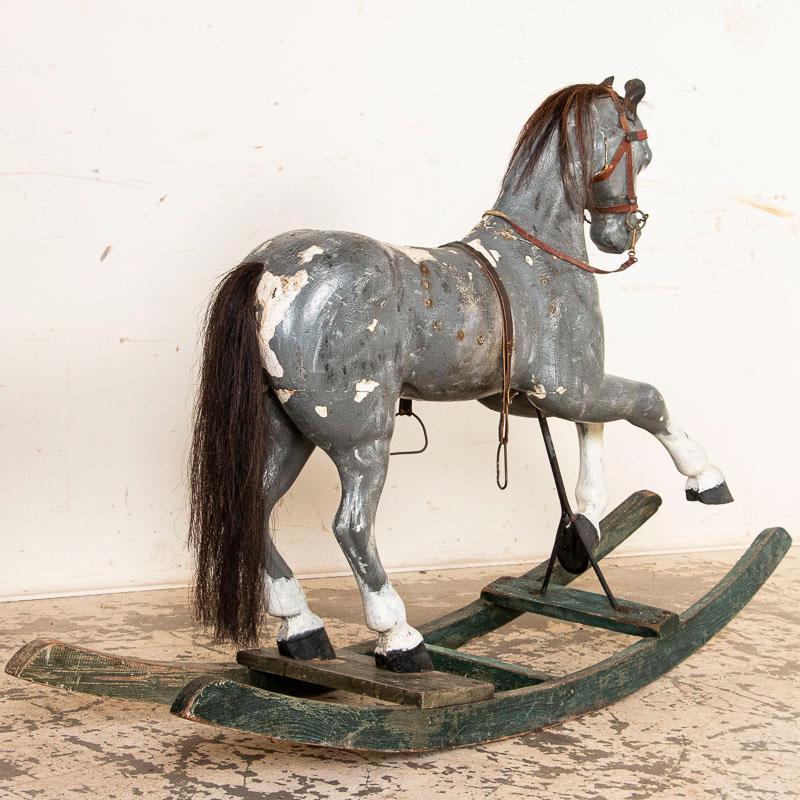 Swedish Antique Original Painted Child's Rocking Horse from Sweden