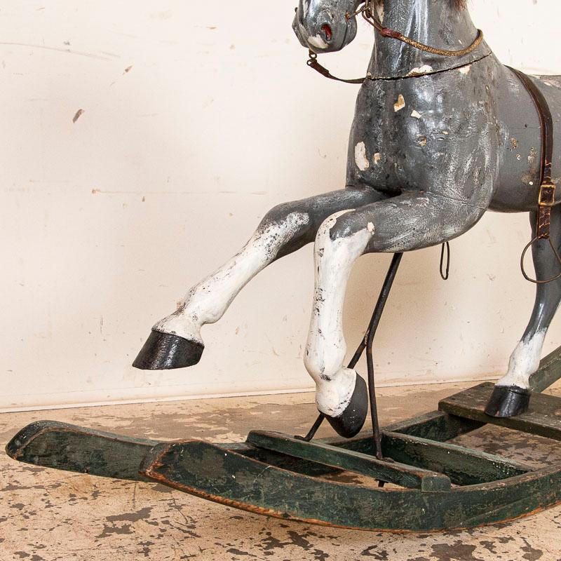 20th Century Antique Original Painted Child's Rocking Horse from Sweden