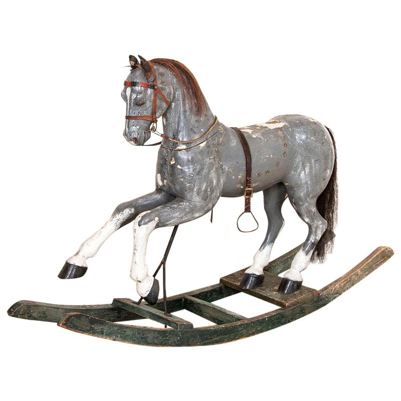 Antique Original Painted Child's Rocking Horse from Sweden
