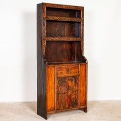 Antiker original bemalter chinesischer Bücherregalschrank