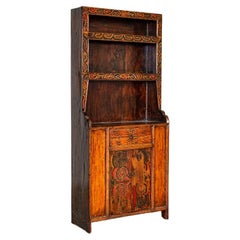 Antique Original Painted Chinese Bookcase Cabinet