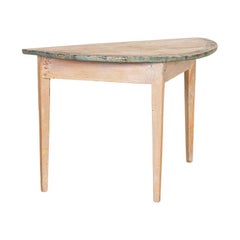 Antique Original Painted Demi Lune Side Table from Sweden