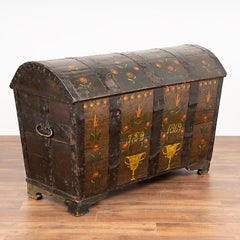 Antique Original Painted Domed Top Trunk from Sweden Dated 1869