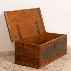 Antique Original Painted Flat Top Trunk Dated 1832