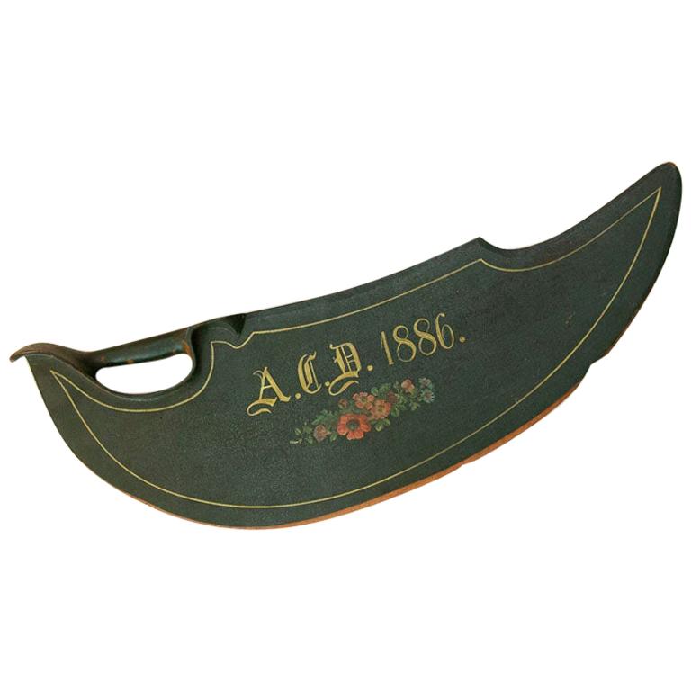 Antique Original Painted Flax Tool / Scutching Knife, Monogram ACD Dated 1886 For Sale