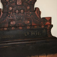 Antique Original Painted Headboard and Footboard Date 1801