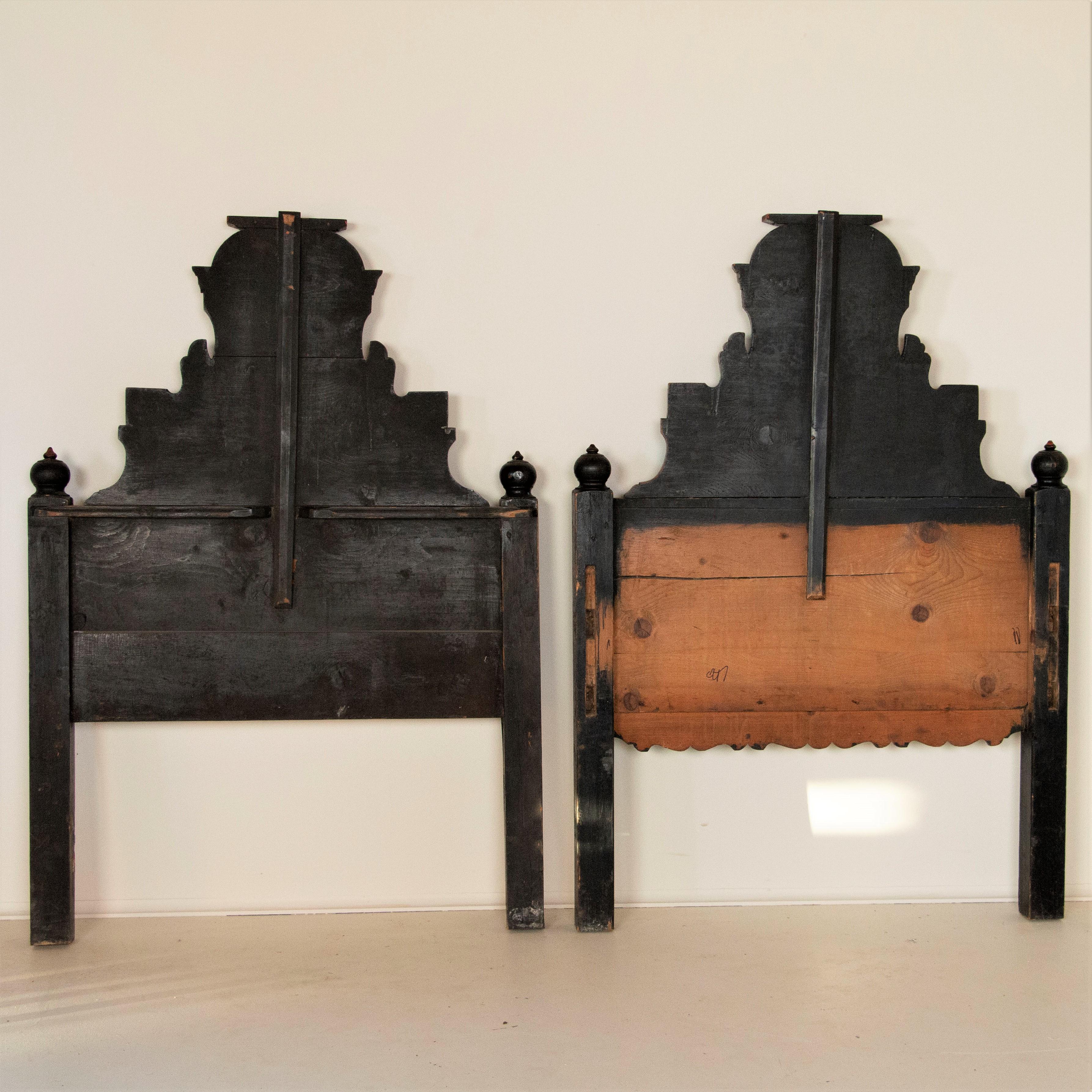 19th Century Antique Original Painted Headboard and Footboard Date 1801