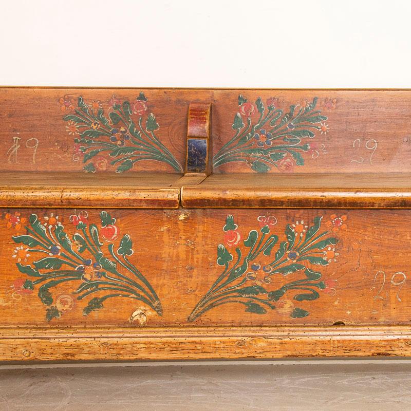Antique Original Painted Long Bench with Storage from Romania 3