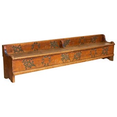 Antique Original Painted Long Bench with Storage from Romania