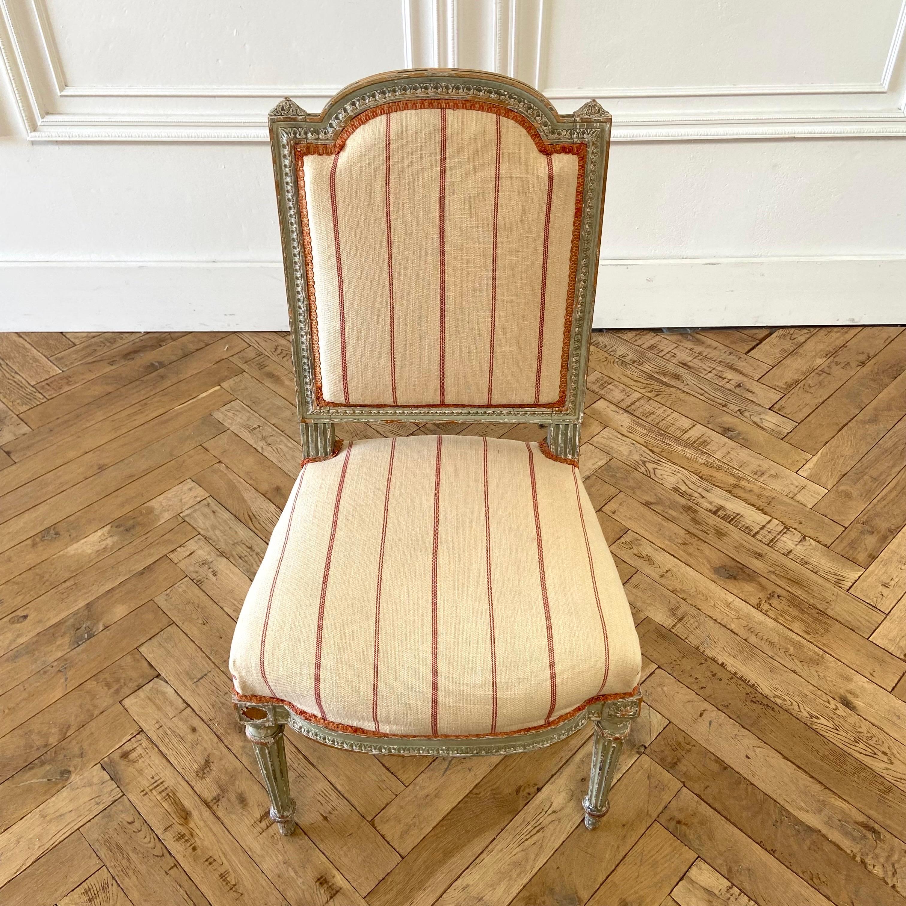 Antique Original Painted Louis XVI Style Side Chair In Good Condition In Brea, CA