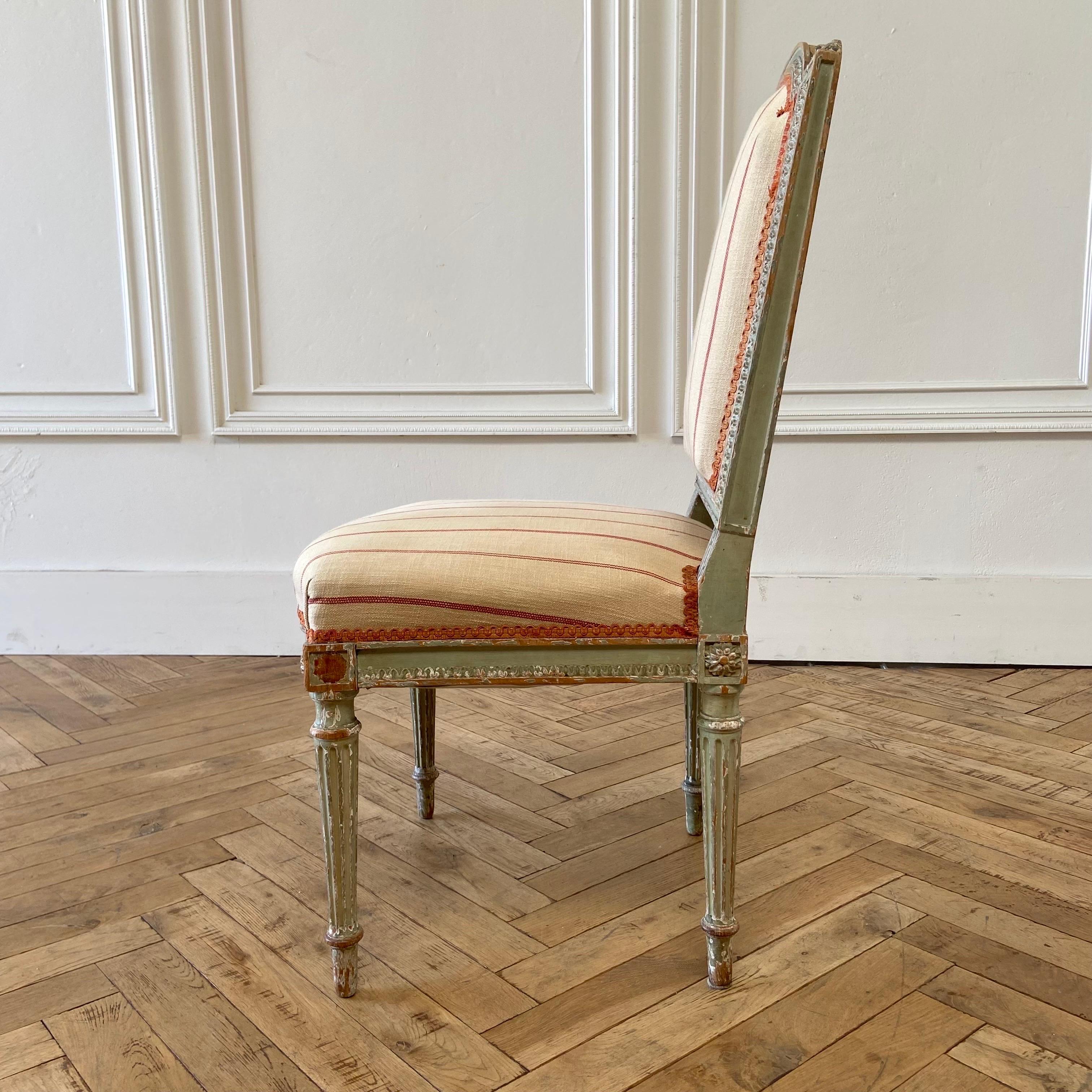 19th Century Antique Original Painted Louis XVI Style Side Chair