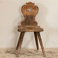 Antique Original Painted Side Chair with Heart Cut Out