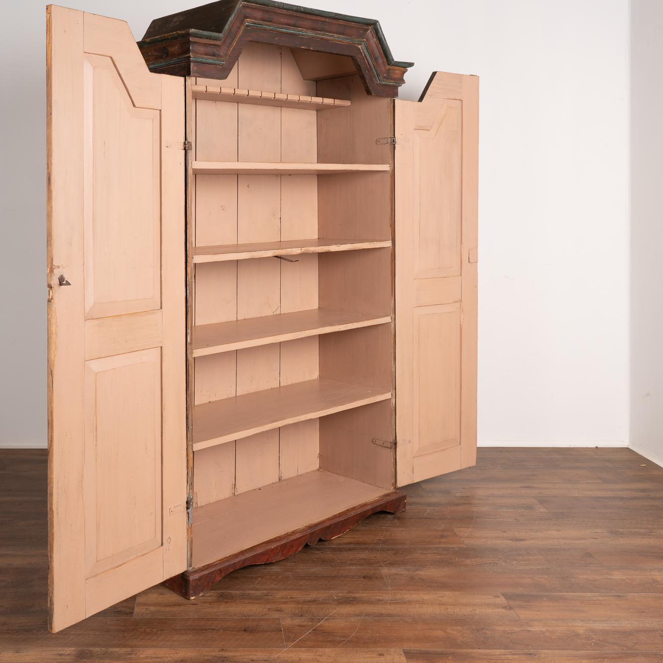 Antique Original Painted Swedish Armoire with Flowers Dated 1863 at 1stDibs