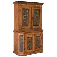 Antique Original Painted Swedish Cupboard Cabinet with Floral Panels