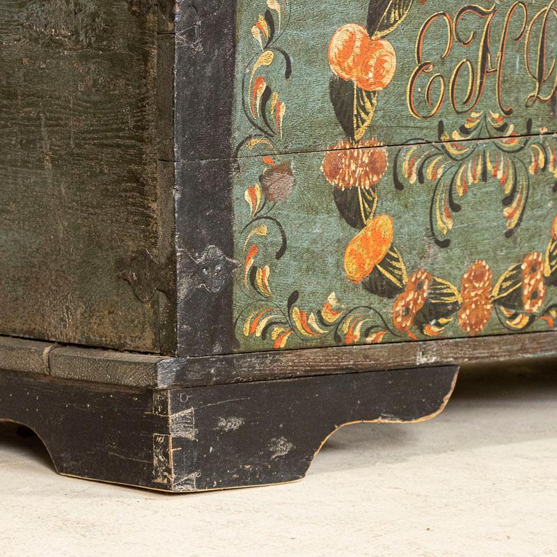 Antique Original Painted Swedish Dome Top Trunk Dated 1818 5